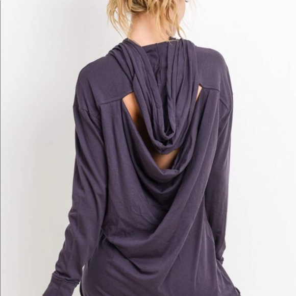 Mono B Tops - Mono B Triangle Cutout Pullover Hoodie NWT